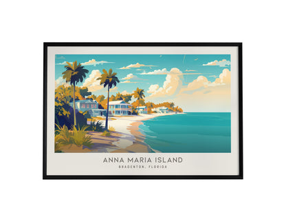 Anna Maria Island Landscape Matte Border Poster | Bradenton, Florida Coastal Beach Decor — framed wall art, 24x36 in