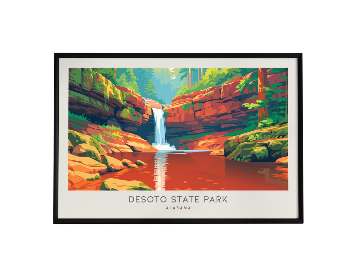 DeSoto State Park Landscape Matte Border Poster | Alabama Travel Gift Framed or Unframed — framed wall art, 24x36 in