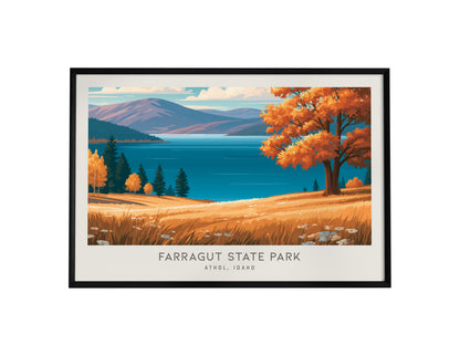 Farragut State Park Landscape Matte Border Poster | Athol, Idaho Vacation Wall Art — framed wall art, 24x36 in