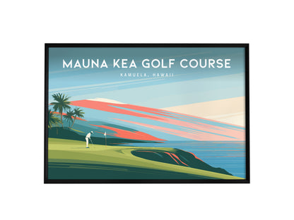 Mauna Kea Golf Course Landscape Poster | Kamuela, Hawaii Country Club Decor Wall Art — framed wall art, 24x36 in
