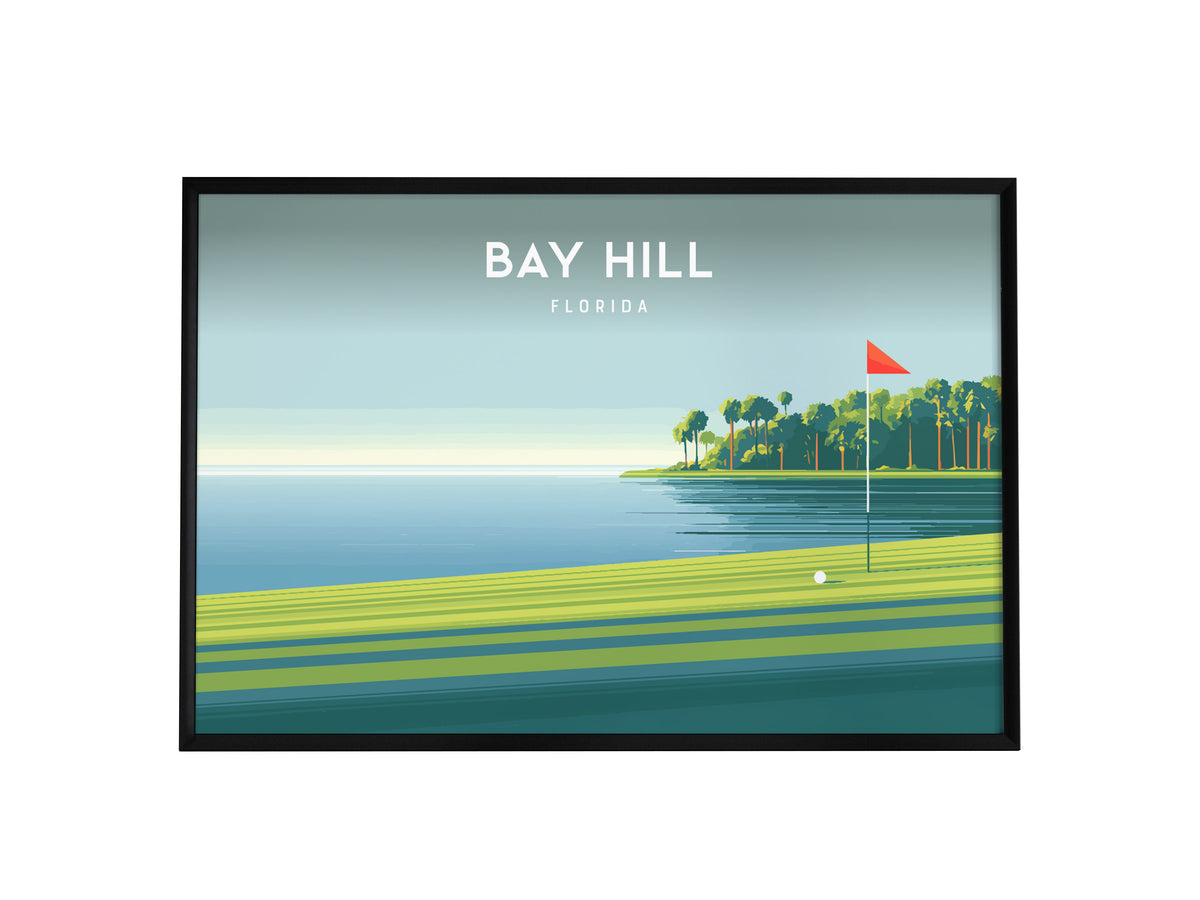 Bay Hill, Florida Landscape Poster | Golf Course Print & Golfer Gift Wall Art — framed wall art, 24x36 in