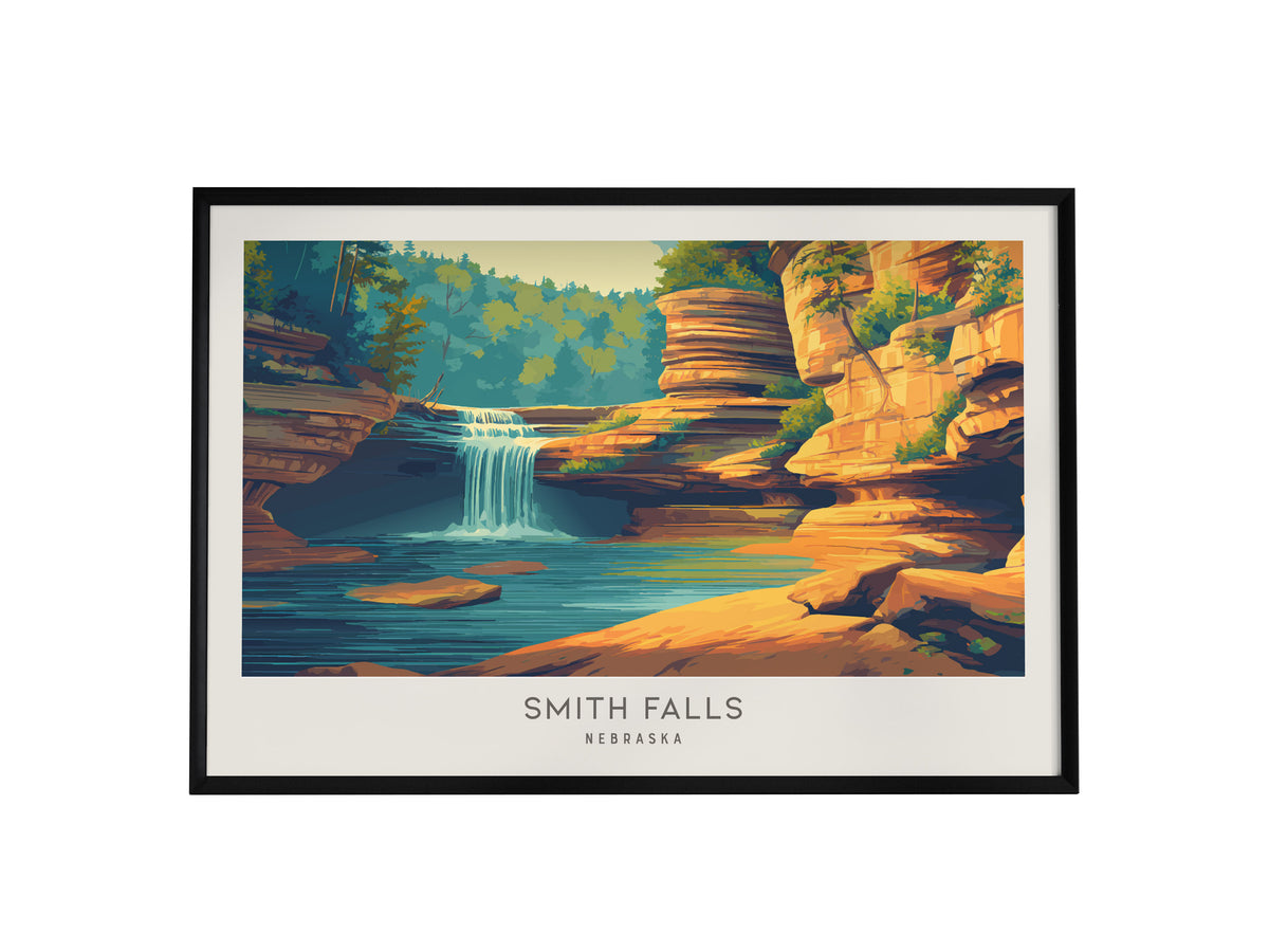 Smith Falls Landscape Matte Border Poster | Nebraska Framed or Unframed Travel Gift — framed wall art, 24x36 in