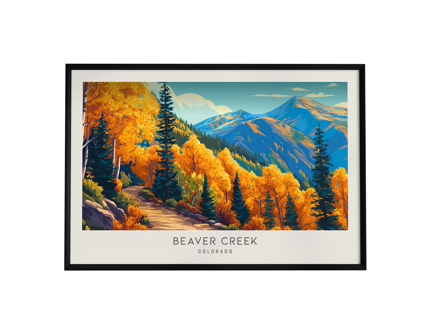 Beaver Creek Landscape Matte Border Poster | Colorado Destination Print Travel Wall Art — framed wall art, 24x36 in