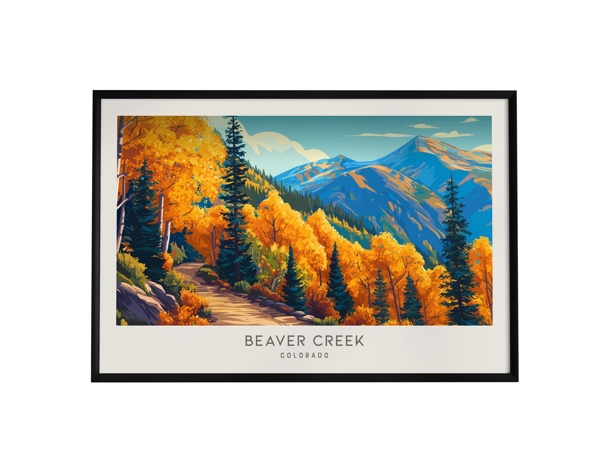 Beaver Creek Landscape Matte Border Poster | Colorado Destination Print Travel Wall Art — framed wall art, 24x36 in