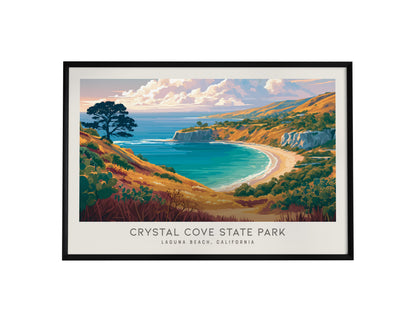 Crystal Cove State Park Landscape Matte Border Poster | Beach House Decor Laguna Beach, California Vacation Wall Art — framed