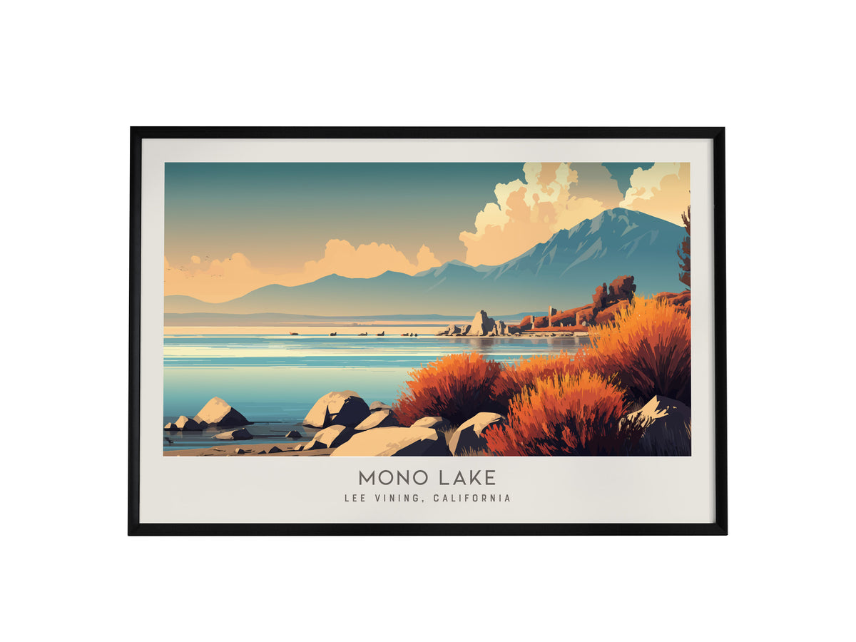 Mono Lake Landscape Matte Border Poster | Lee Vining, California Framed or Unframed Desert Lake Print — framed wall art, 24x3