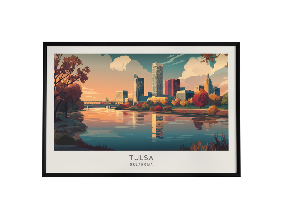 Tulsa Landscape Matte Border Poster | Oklahoma Travel Wall Art — framed wall art, 24x36 in