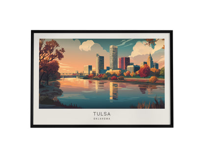 Tulsa Landscape Matte Border Poster | Oklahoma Travel Wall Art — framed wall art, 24x36 in