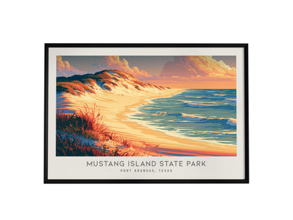 Mustang Island State Park Landscape Matte Border Poster | Port Aransas, Texas Vacation Wall Art — framed wall art, 24x36 in