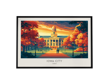 Iowa City Landscape Matte Border Poster | Iowa Framed or Unframed Travel Gift — framed wall art, 24x36 in