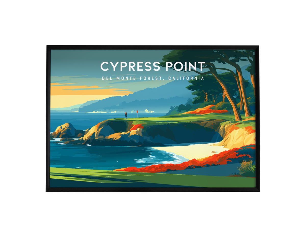 Cypress Point Landscape Poster | Del Monte Forest, California Golf Wall Art Framed or Unframed — framed wall art, 24x36 in