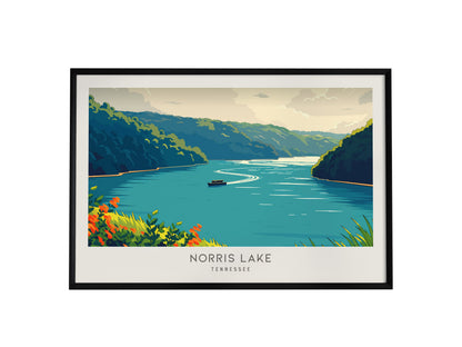 Norris Lake Landscape Matte Border Poster | Tennessee Vacation Wall Art — framed wall art, 24x36 in