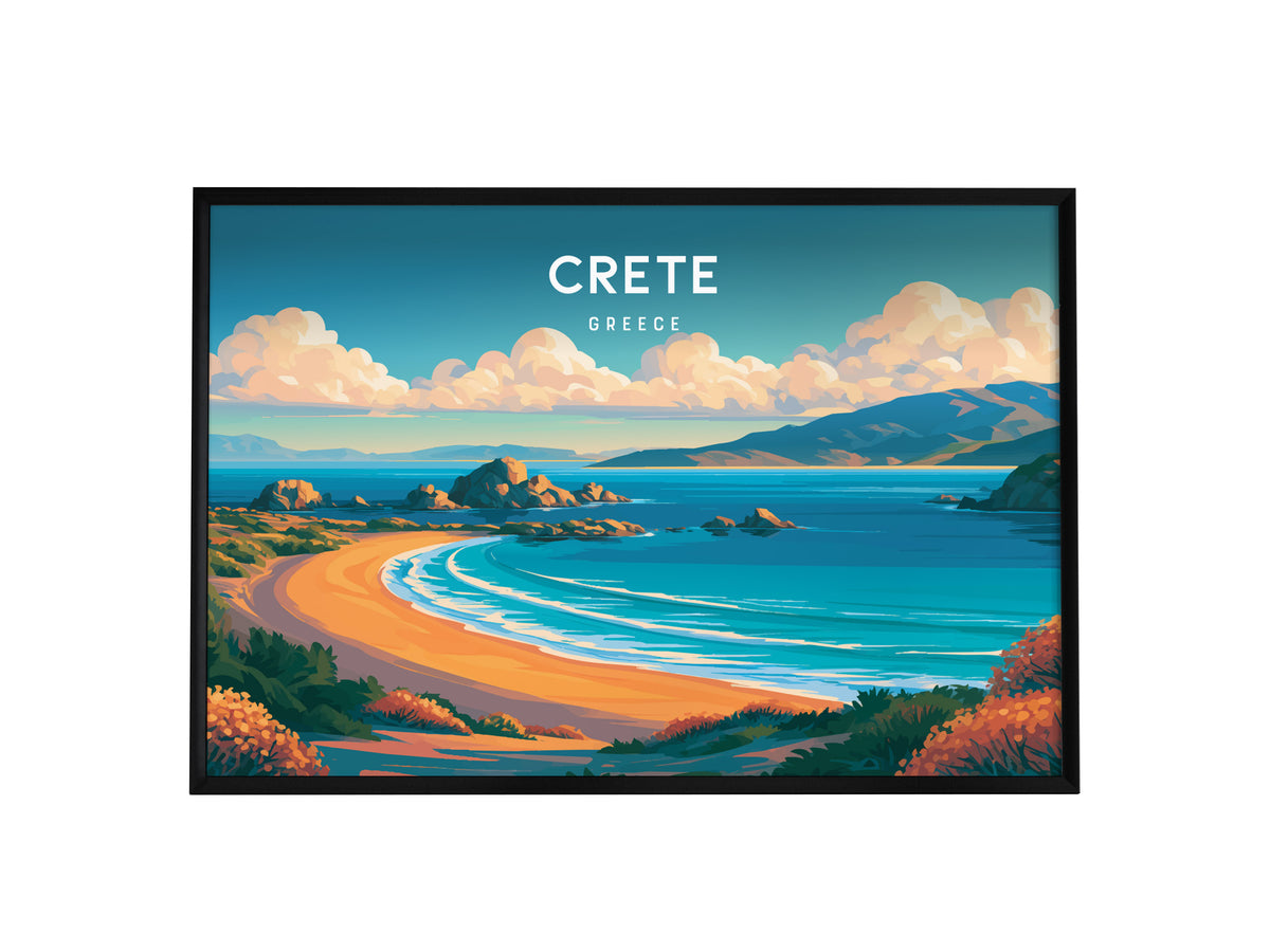 Crete Landscape Poster | Greece Beach House Decor Framed or Unframed Wall Art — framed wall art, 24x36 in