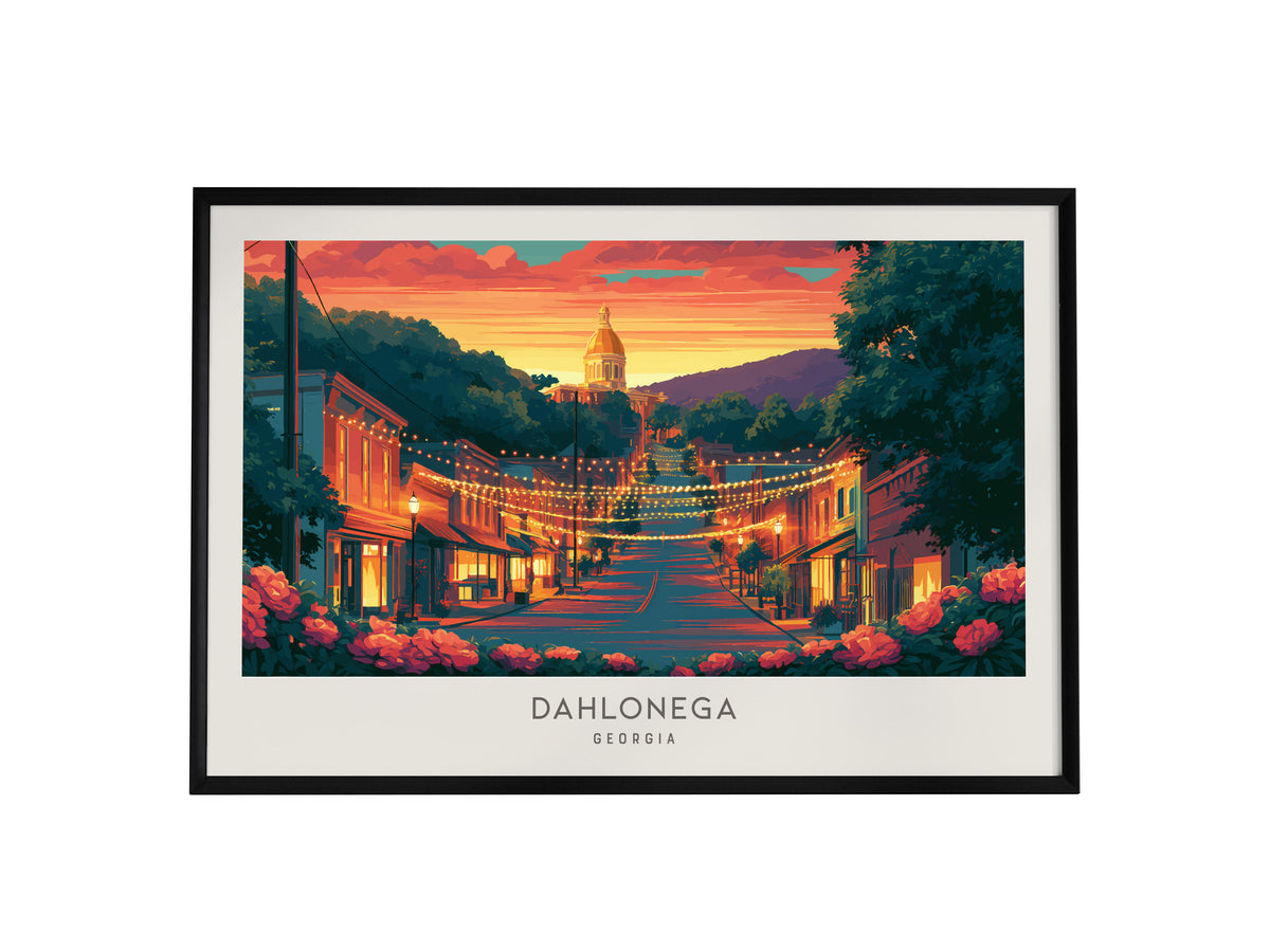Dahlonega Landscape Matte Border Poster | Georgia Travel Gift Vacation Wall Art — framed wall art, 24x36 in