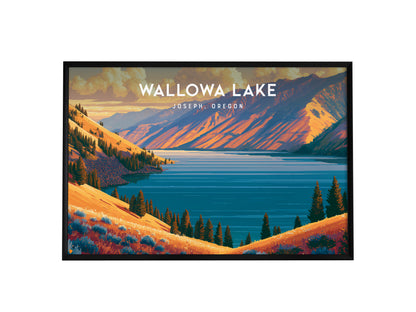 Wallowa Lake Landscape Poster | Joseph, Oregon Vacation Wall Art — framed wall art, 24x36 in