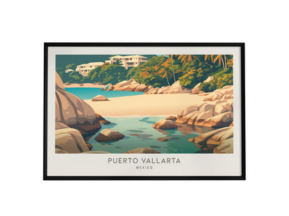 Puerto Vallarta Landscape Matte Border Poster | Travel Wall Art — framed wall art, 24x36 in