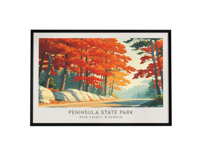 Peninsula State Park Landscape Matte Border Poster | Door County, Wisconsin Vacation Wall Art — framed wall art, 24x36 in