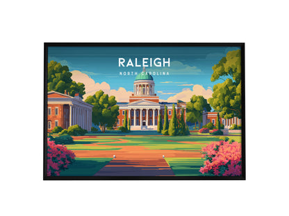 Raleigh Landscape Poster | North Carolina Oak City Framed or Unframed Wall Art — framed wall art, 24x36 in