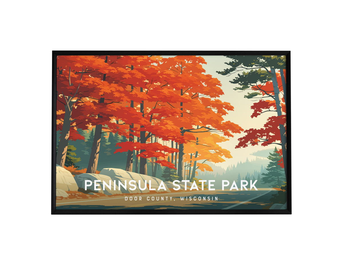 Peninsula State Park Landscape Poster | Door County, Wisconsin Bluffs & Shoreline Framed or Unframed — framed wall art, 24x36