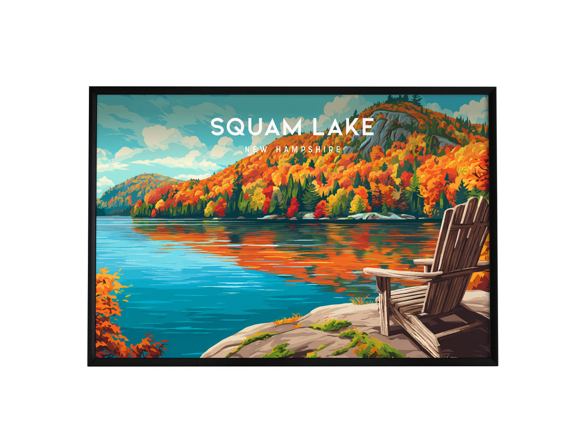 Squam Lake Landscape Poster | New Hampshire Framed or Unframed Wall Art — framed wall art, 24x36 in