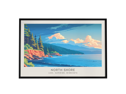 North Shore Landscape Matte Border Poster | Lake, Superior, Minnesota Travel Wall Art — framed wall art, 24x36 in