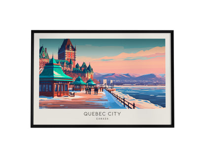 Quebec City Landscape Matte Border Poster | Canada Travel Wall Art — framed wall art, 24x36 in