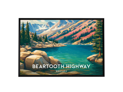 Beartooth Highway, Montana Landscape Poster | Mountain Road Vacation Wall Art — framed wall art, 24x36 in
