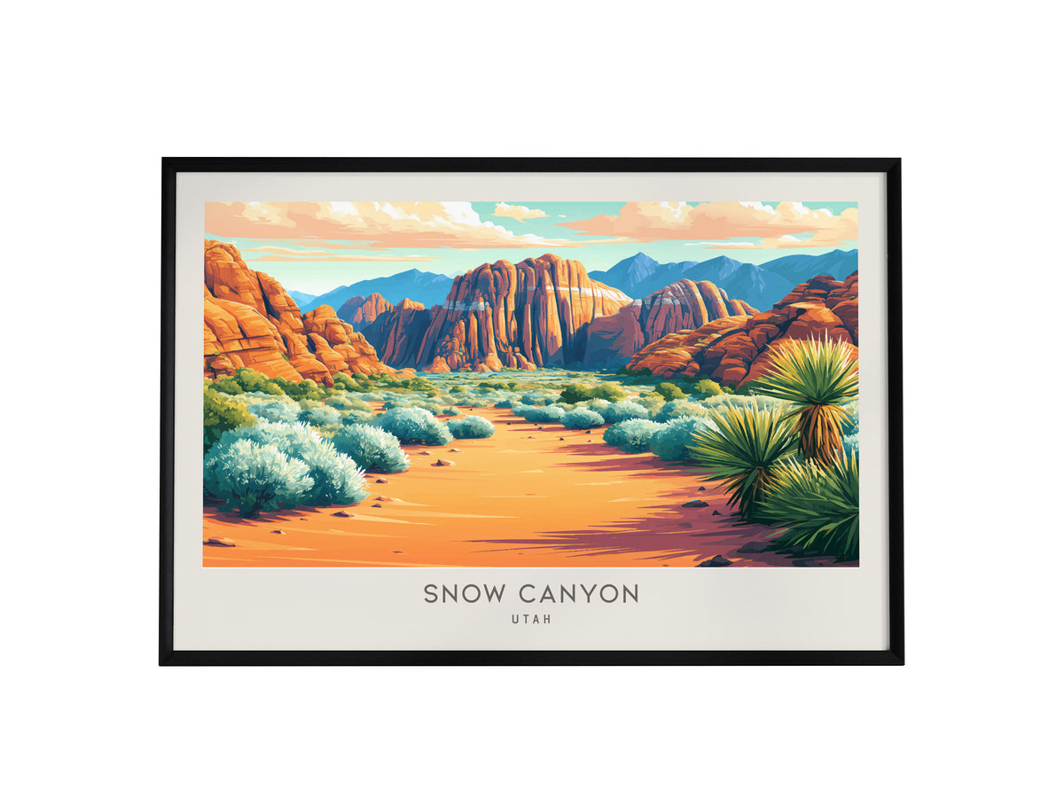 Snow Canyon Landscape Matte Border Poster | Utah Vacation Wall Art — framed wall art, 24x36 in