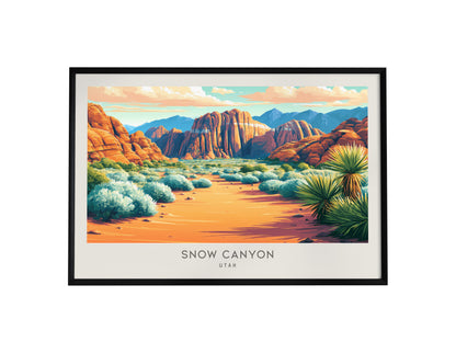 Snow Canyon Landscape Matte Border Poster | Utah Vacation Wall Art — framed wall art, 24x36 in
