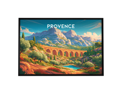 Provence, France Landscape Poster | Rolling Countryside Destination Print Wall Art — framed wall art, 24x36 in