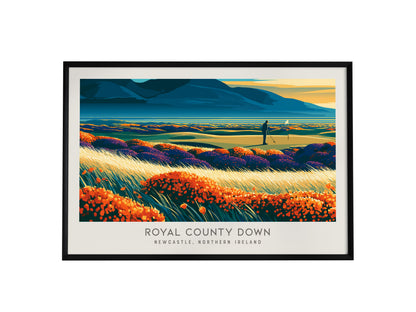 Royal County Down Landscape Matte Border Poster | Newcastle, Northern Ireland Travel Wall Art — framed wall art, 24x36 in