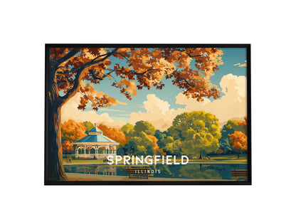 Springfield, Illinois Landscape Poster | Historic Route 66 Prairie Framed or Unframed Wall Art — framed wall art, 24x36 in