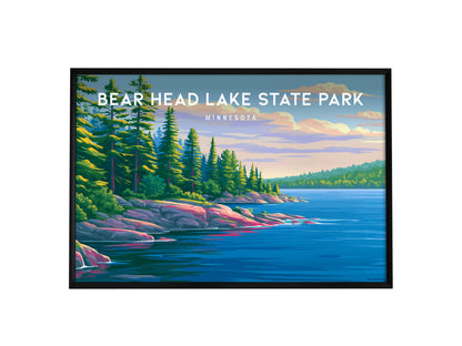 Bear Head Lake State Park Landscape, Minnesota Poster | Northwoods Lake Retreat Framed or Unframed Wall Art — framed wall art