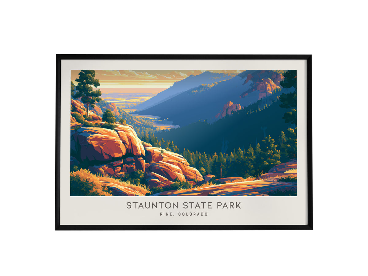 Staunton State Park Landscape Matte Border Poster | Pine, Colorado Travel Wall Art — framed wall art, 24x36 in