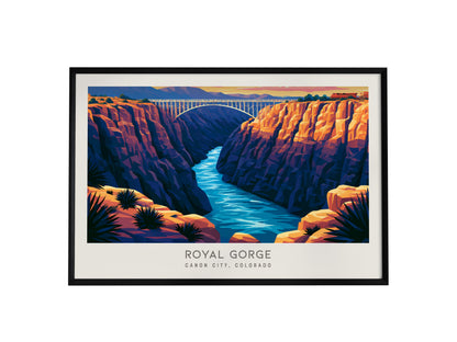Royal Gorge Landscape Matte Border Poster | Canon City, Colorado Vacation Wall Art — framed wall art, 24x36 in