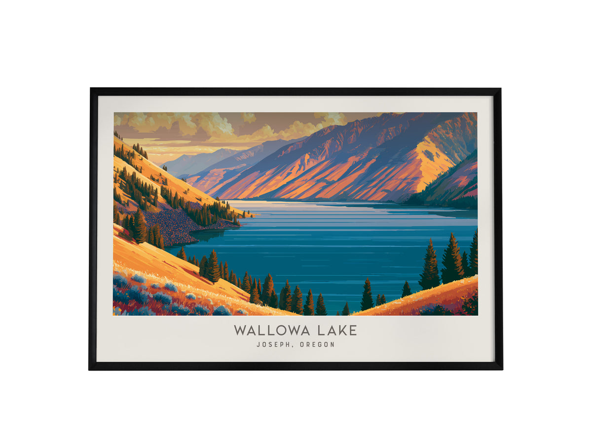Wallowa Lake Landscape Matte Border Poster | Joseph, Oregon Framed or Unframed Destination Print — framed wall art, 24x36 in