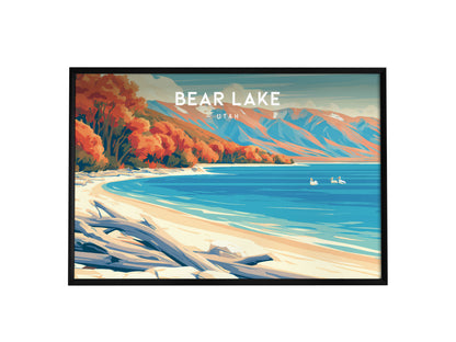 Bear Lake, Utah Landscape Poster | Tropical Beach Print Framed or Unframed Wall Art — framed wall art, 24x36 in