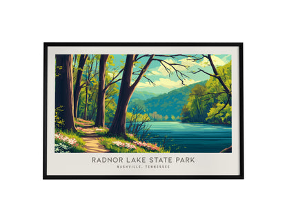 Radnor Lake State Park Landscape Matte Border Poster | Nashville, Tennessee Travel Gift Framed or Unframed — framed wall art