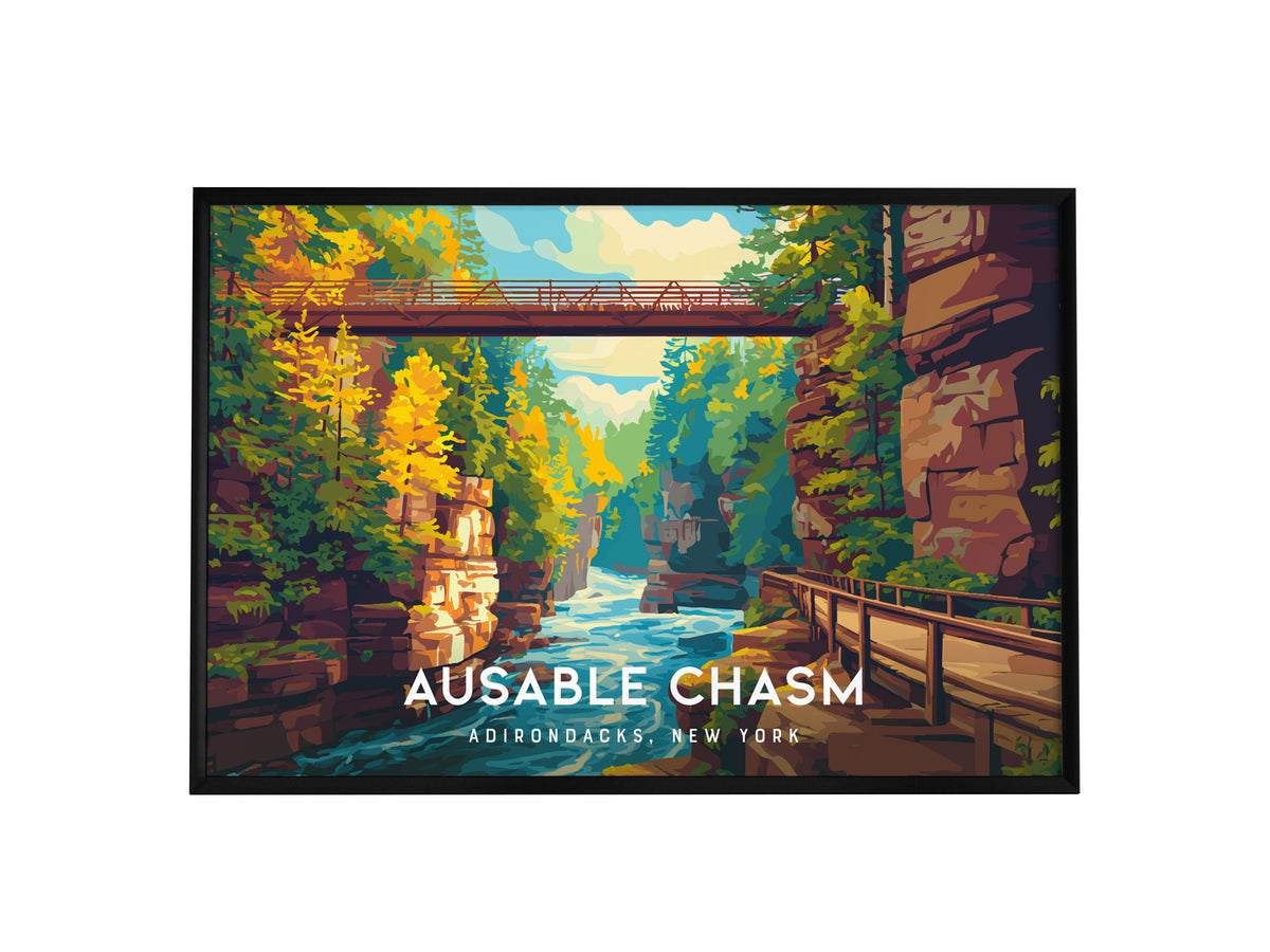 Ausable Chasm, Adirondacks, New York Landscape Poster | Travel Wall Art — framed wall art, 24x36 in
