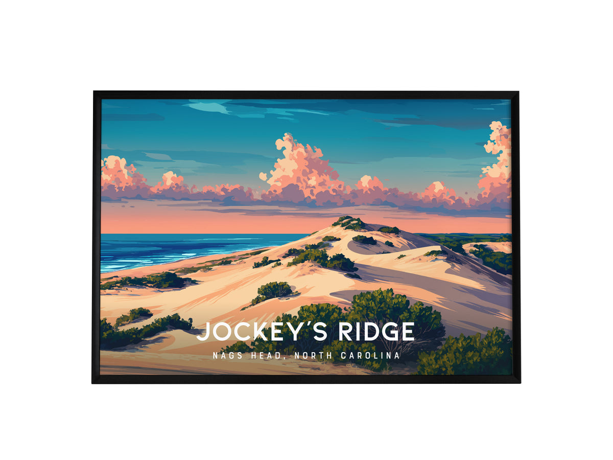 Jockey's Ridge Landscape Poster | Nags Head, North Carolina Destination Print Beach House Decor — framed wall art, 24x36 in
