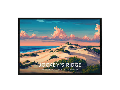 Jockey's Ridge Landscape Poster | Nags Head, North Carolina Destination Print Beach House Decor — framed wall art, 24x36 in