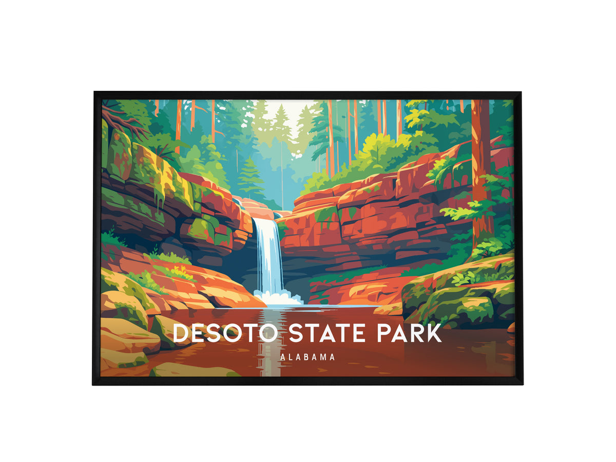 DeSoto State Park Landscape Poster | Alabama Vacation Wall Art — framed wall art, 24x36 in