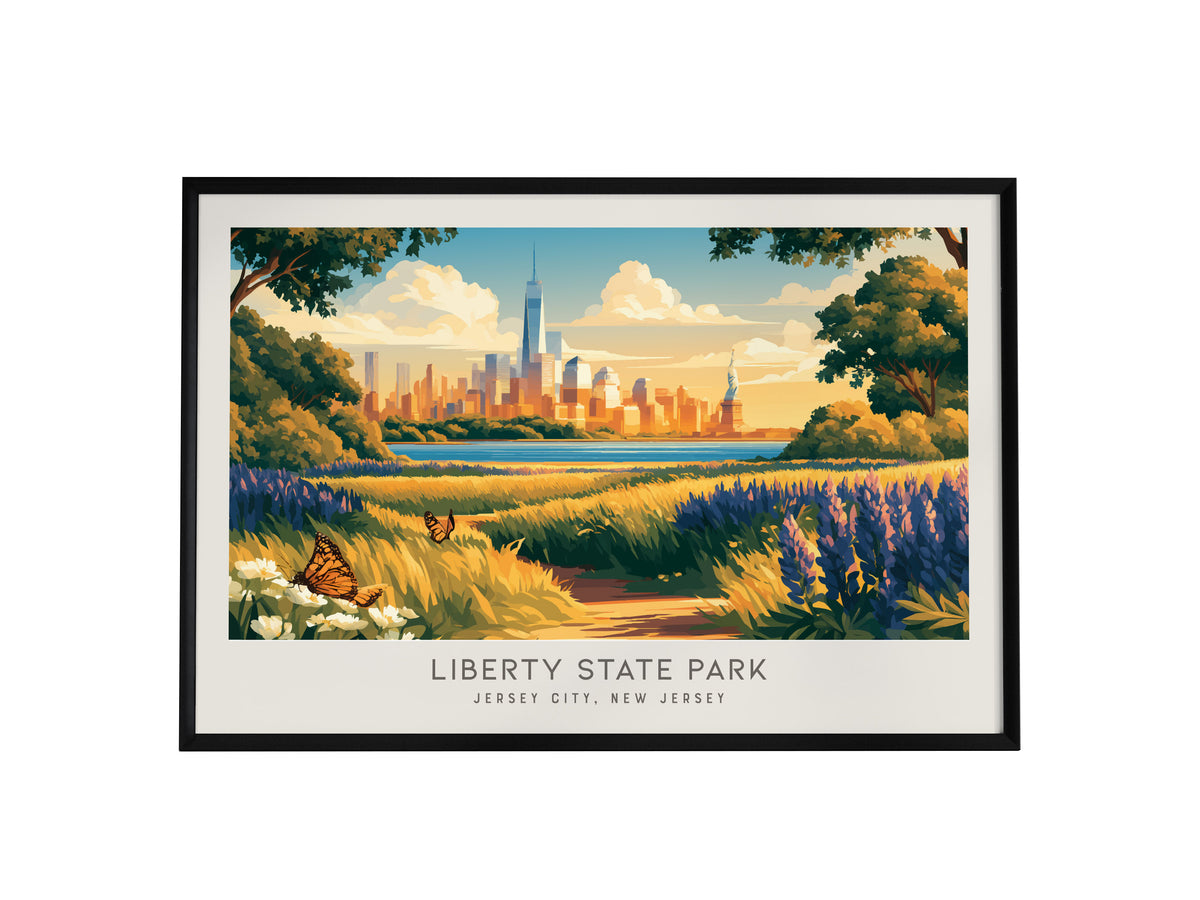 Liberty State Park Landscape Matte Border Poster | Jersey City, New Jersey Framed or Unframed Travel Gift — framed wall art