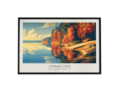 Jordan Lake Landscape Matte Border Poster | Apex, North Carolina Vacation Wall Art — framed wall art, 24x36 in