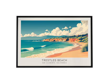 Trestles Beach Landscape Matte Border Poster | San Clemente, California Vacation Wall Art — framed wall art, 24x36 in