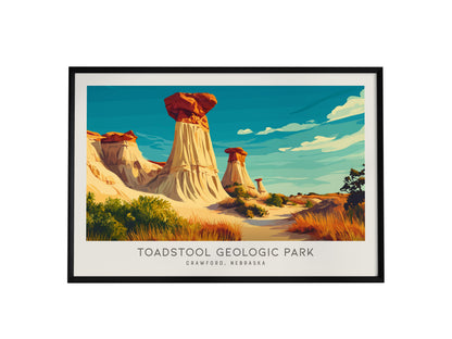 Toadstool Geologic Park Landscape Matte Border Poster | Crawford, Nebraska Framed or Unframed Travel Gift — framed wall art