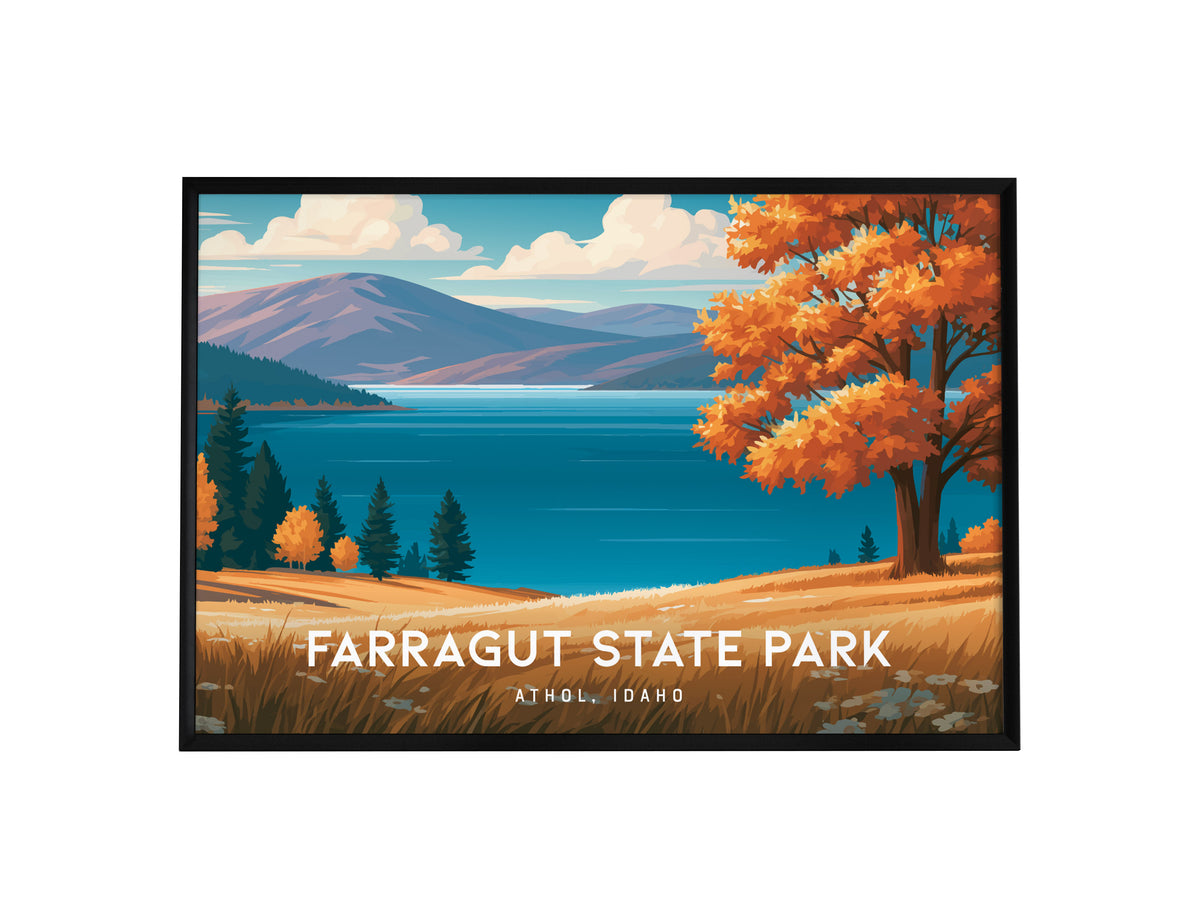 Farragut State Park Landscape Poster | Athol, Idaho Lakeside Pine Forest Framed or Unframed Wall Art — framed wall art, 24x36