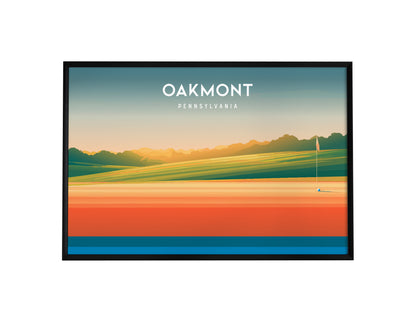 Oakmont, Pennsylvania Landscape Poster | Golf Wall Art & Framed or Unframed Links Decor — framed wall art, 24x36 in