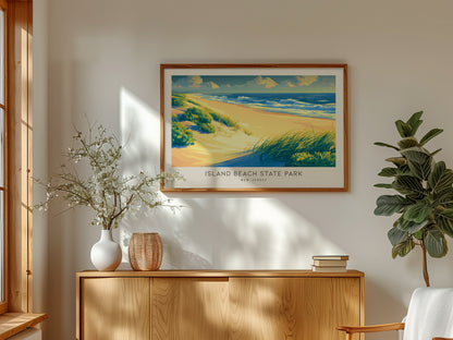 Island Beach State Park Landscape Matte Border Poster | New Jersey Vacation Wall Art — framed and ready to hang