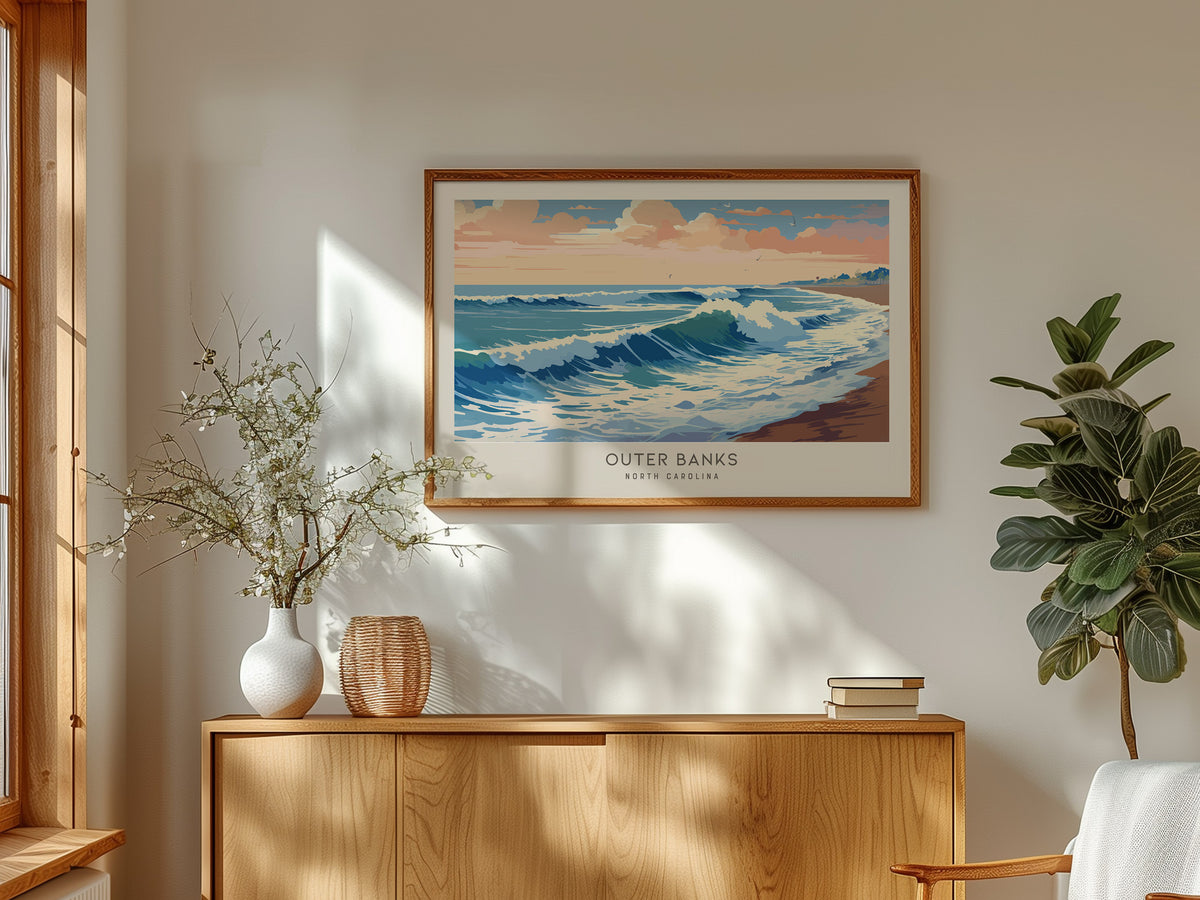 Outer Banks Landscape Matte Border Poster | North Carolina Travel Wall Art — framed and ready to hang